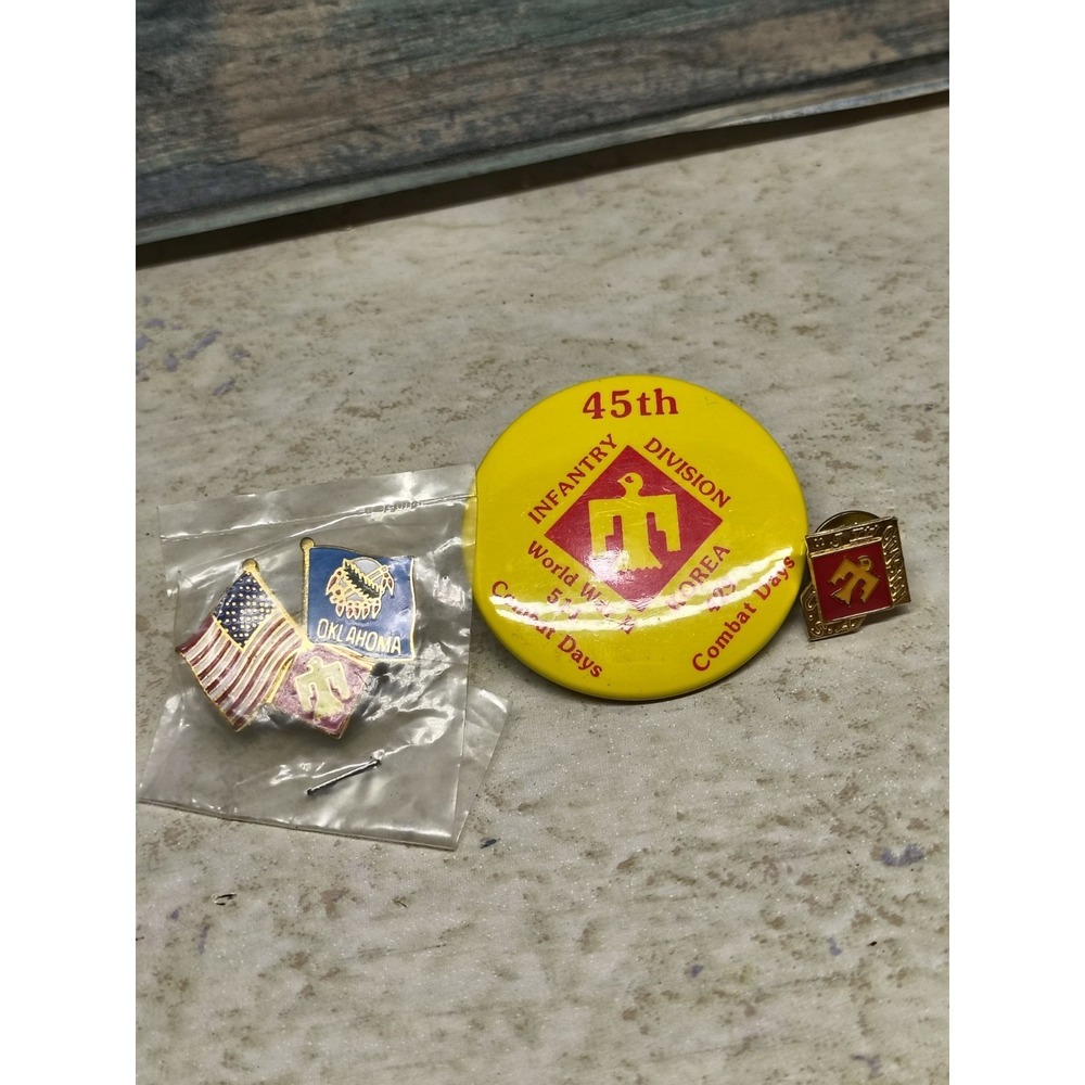 Original 45th Division 1950's Reunion Button Pins Oklahoma